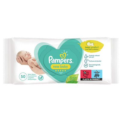 Pampers - New Baby - Baby Wipes x50 - 0% Alcohol & Perfume