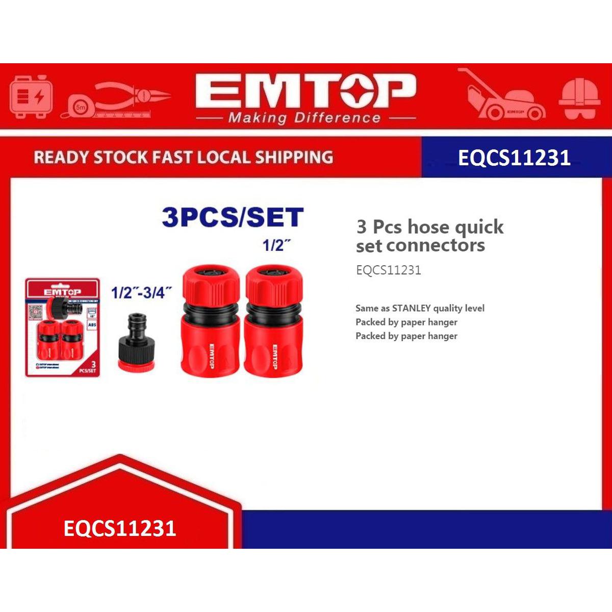 Emtop - 3 Pcs Hose Quick Connectors Set- Model - EQCS11231