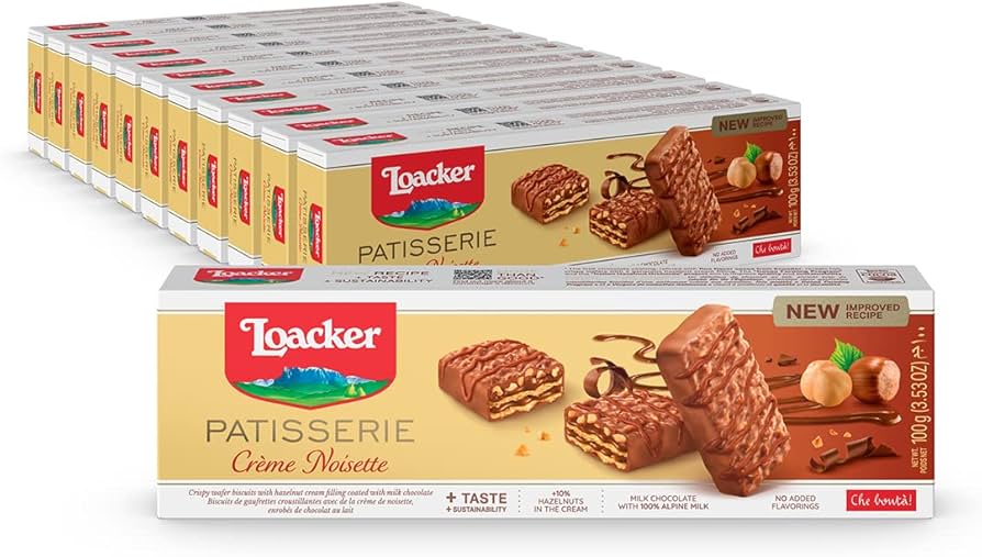 Loacker - Quadratini Patisserie - Crème Noisette - 100gm - 12 CT