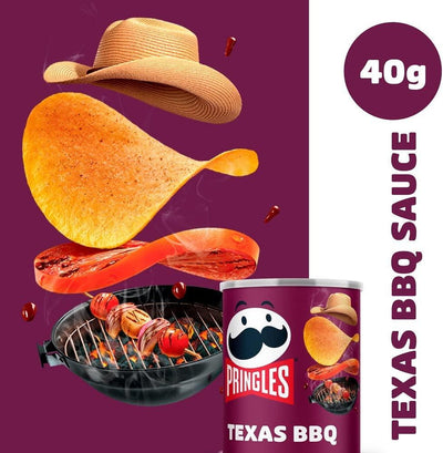 Pringles - Potato Crisps - Texas BBQ - Pop & Go Stack - 40gm (x12)