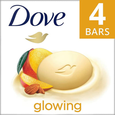 Dove Soap - Glowing - Mango Butter & Almond Butter - Beauty Bar - 106g - US - 4 Pack