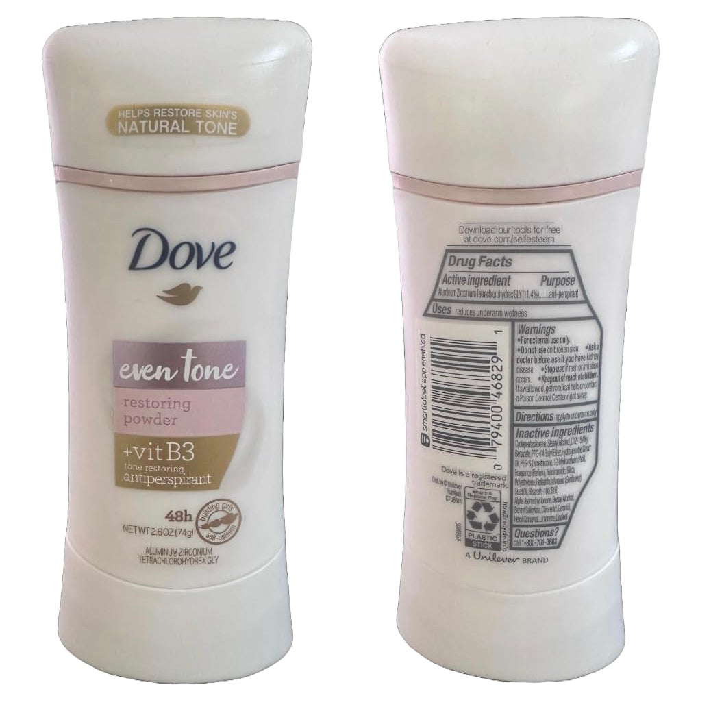 Dove Beauty - Even Tone - Restoring Powder - 48-Hour Women's Antiperspirant - Deodorant Stick - 2.6oz (76g)