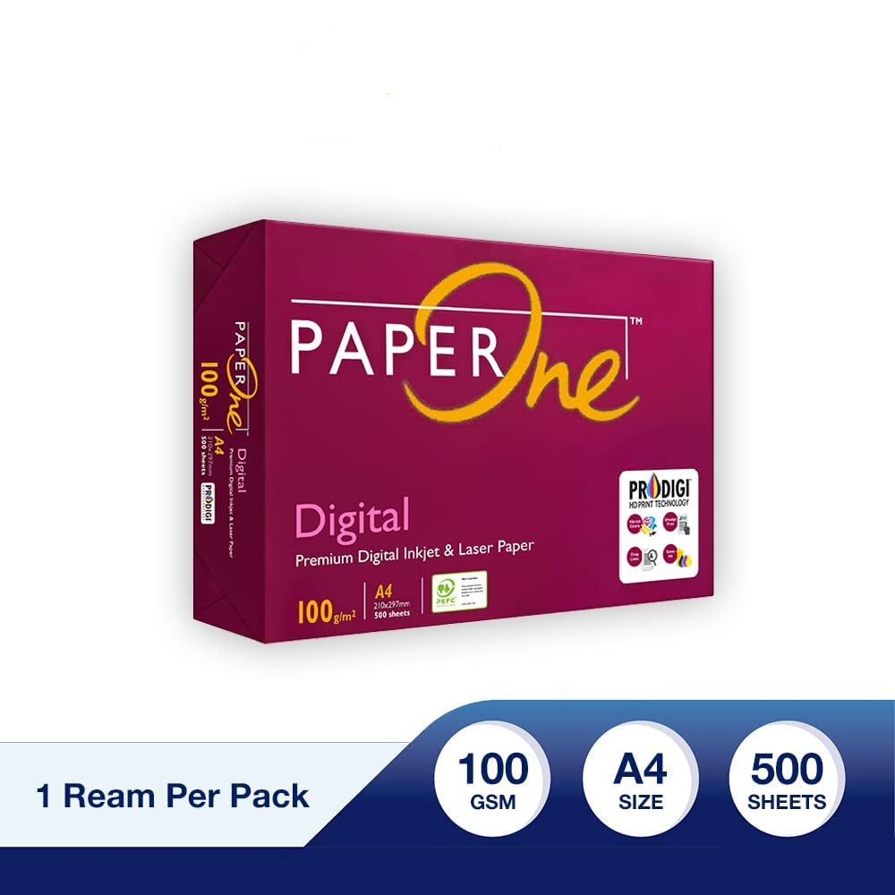 PaperOne - Ink Jet & Laser Paper - A4 - 100 Gsm - 500 Sheets - 4xReams (1 Box)