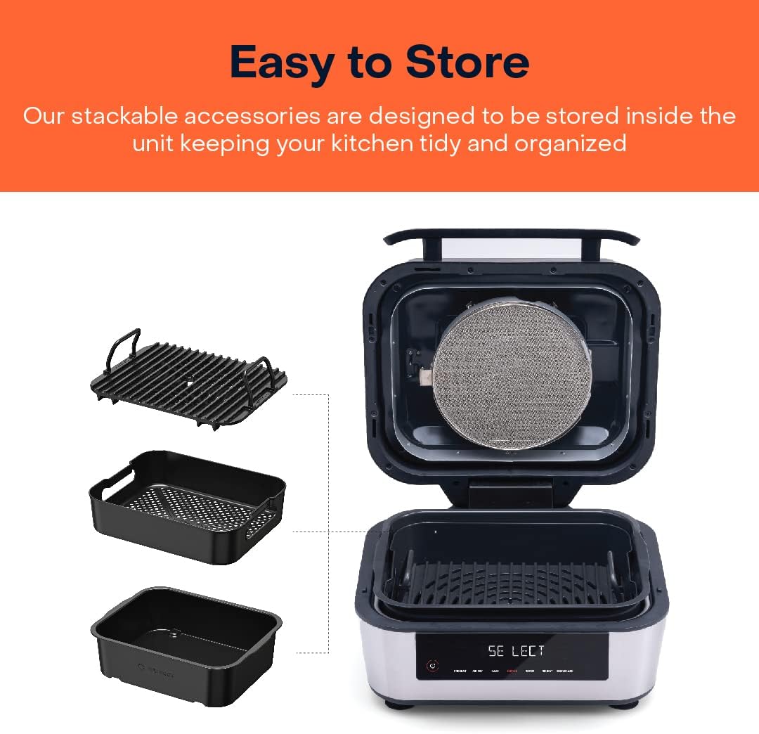 Nutricook - Smart Indoor Grill & Air Fryer XL - NC-AFG960 - Grilling & Air Frying - Black & Aluminium - 2 Years Warranty