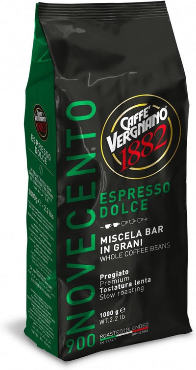 Vergnano 1882 - 900 - Espresso Dolce - Whole Coffee Beans - 90% Arabica - 1kg