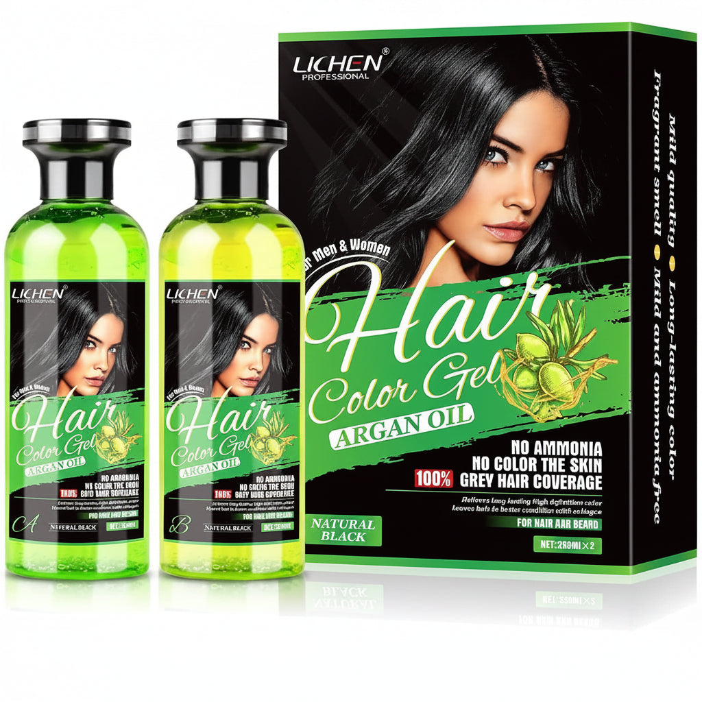 LICHEN Professional - HAIR COLOR GEL - Natural BLACK - 250 ml X 2