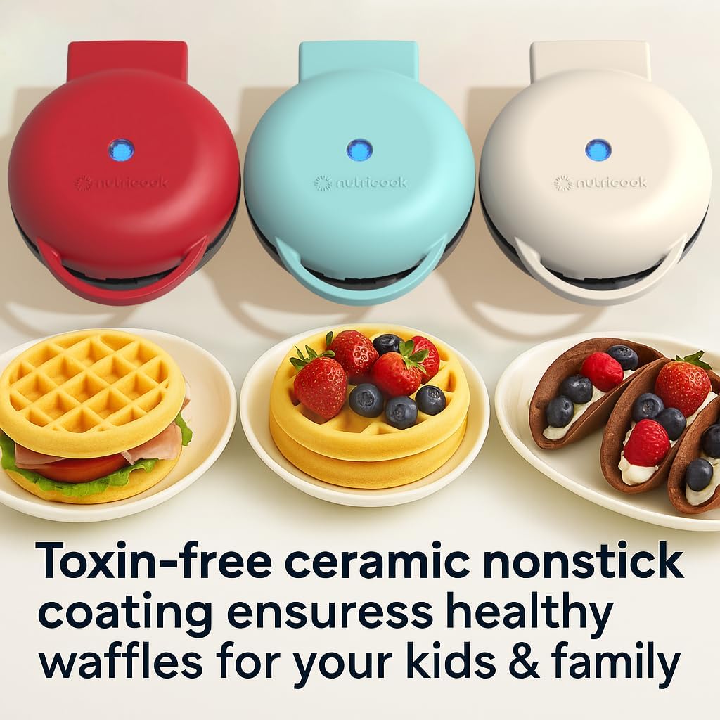 Nutricook - Specialty - Waffle Maker - NC-WM100R - Dessert Making - Red - 2 Years Warranty