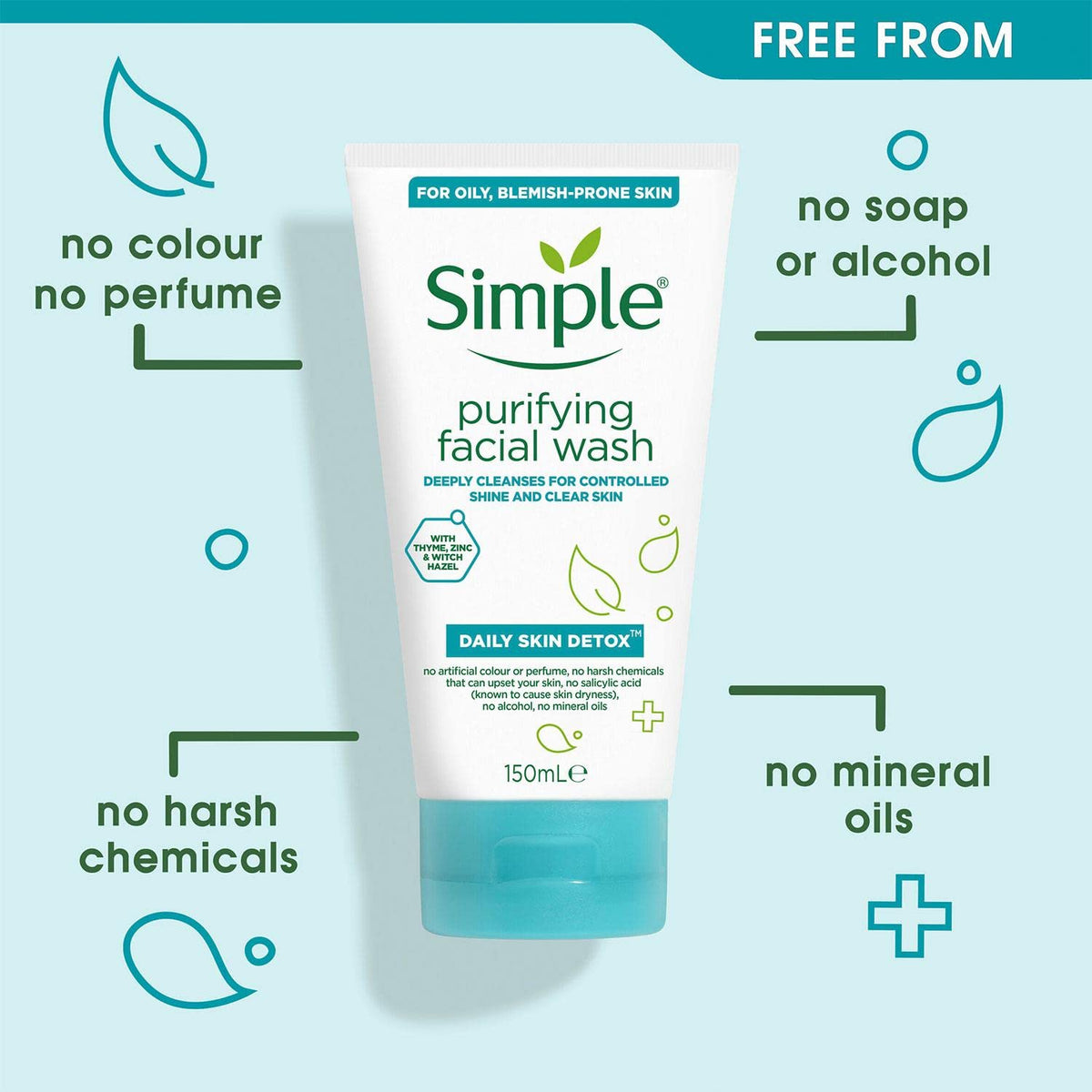 Simple - Purifying Gel Wash - 150ml - Daily Skin Detox
