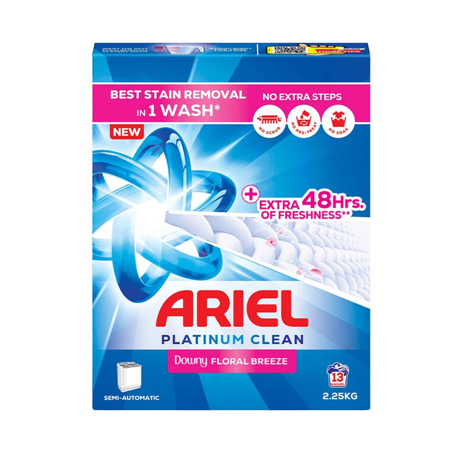 Ariel - Detergent Powder - Semi - Automatic - Downy Floral Breeze - Platinum Clean - 2.25Kg