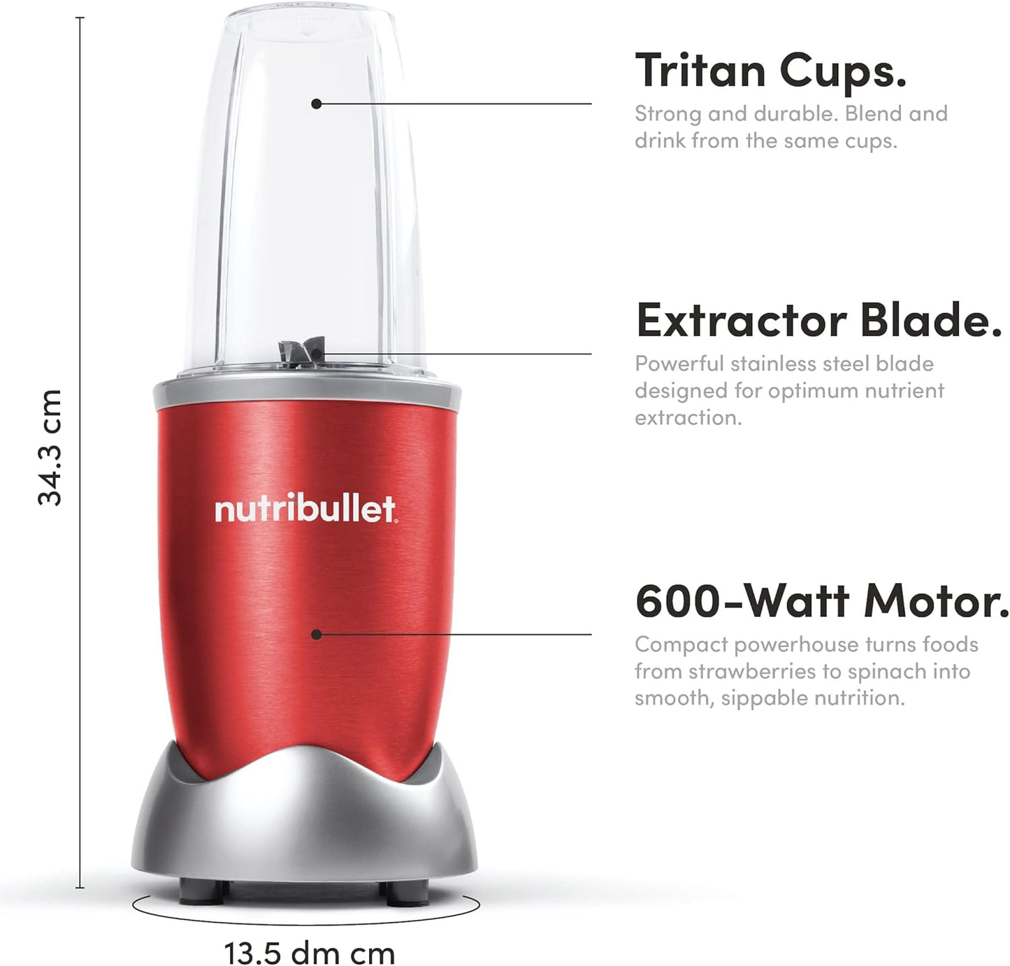 Nutribullet - Personal Blender - NBR-1212R - Nutrient Extraction - Red - 1 Year Warranty