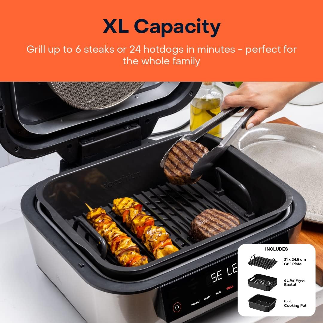 Nutricook - Smart Indoor Grill & Air Fryer XL - NC-AFG960 - Grilling & Air Frying - Black & Aluminium - 2 Years Warranty