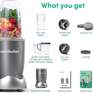 Nutribullet - Personal Blender - NBR-1212M - Nutrient Extraction - Grey - 1 Year Warranty