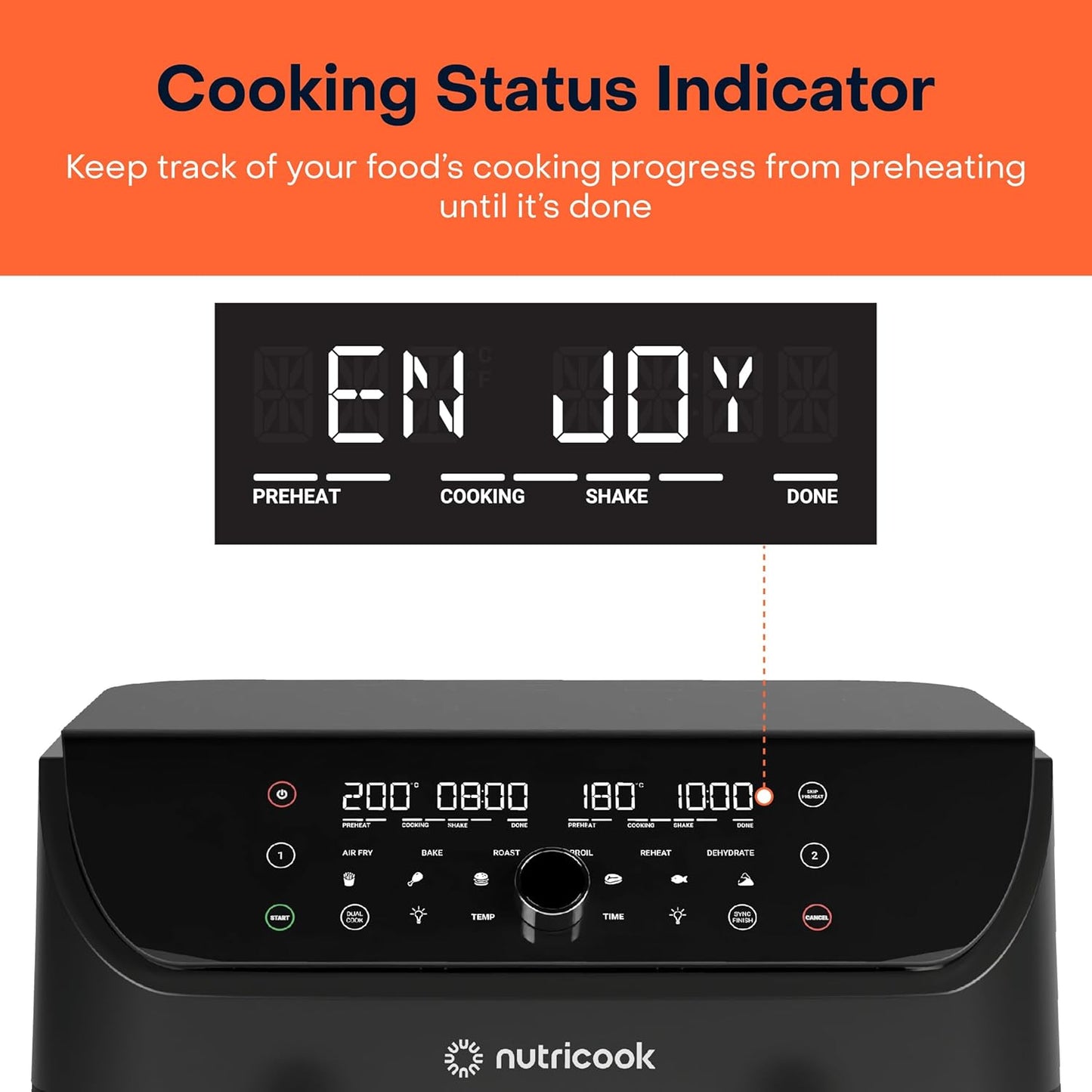 Nutricook - 8.5L - Air Fryer Duo Vision 2 - NC-AFD185V - Dual Zone Cooking - Black - 2 Years Warranty