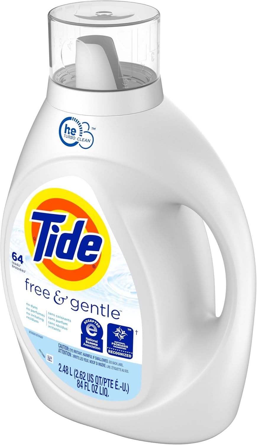 Tide - Liquid Laundry Detergent Soap - Free & Gentle Unscented 64Loads 92Oz