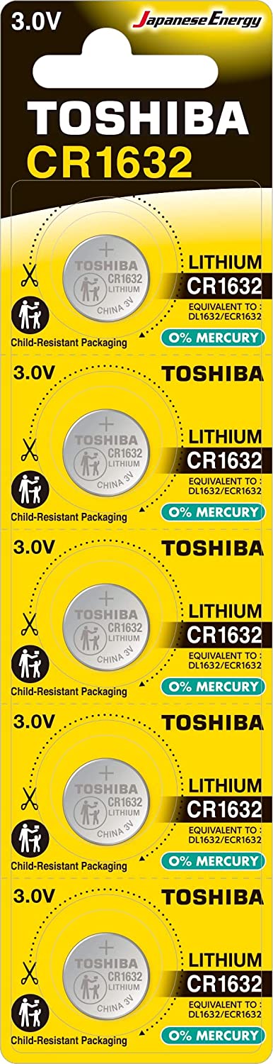 Toshiba - CR1632 3V Lithium Coin Cell Battery - 5 Batteries