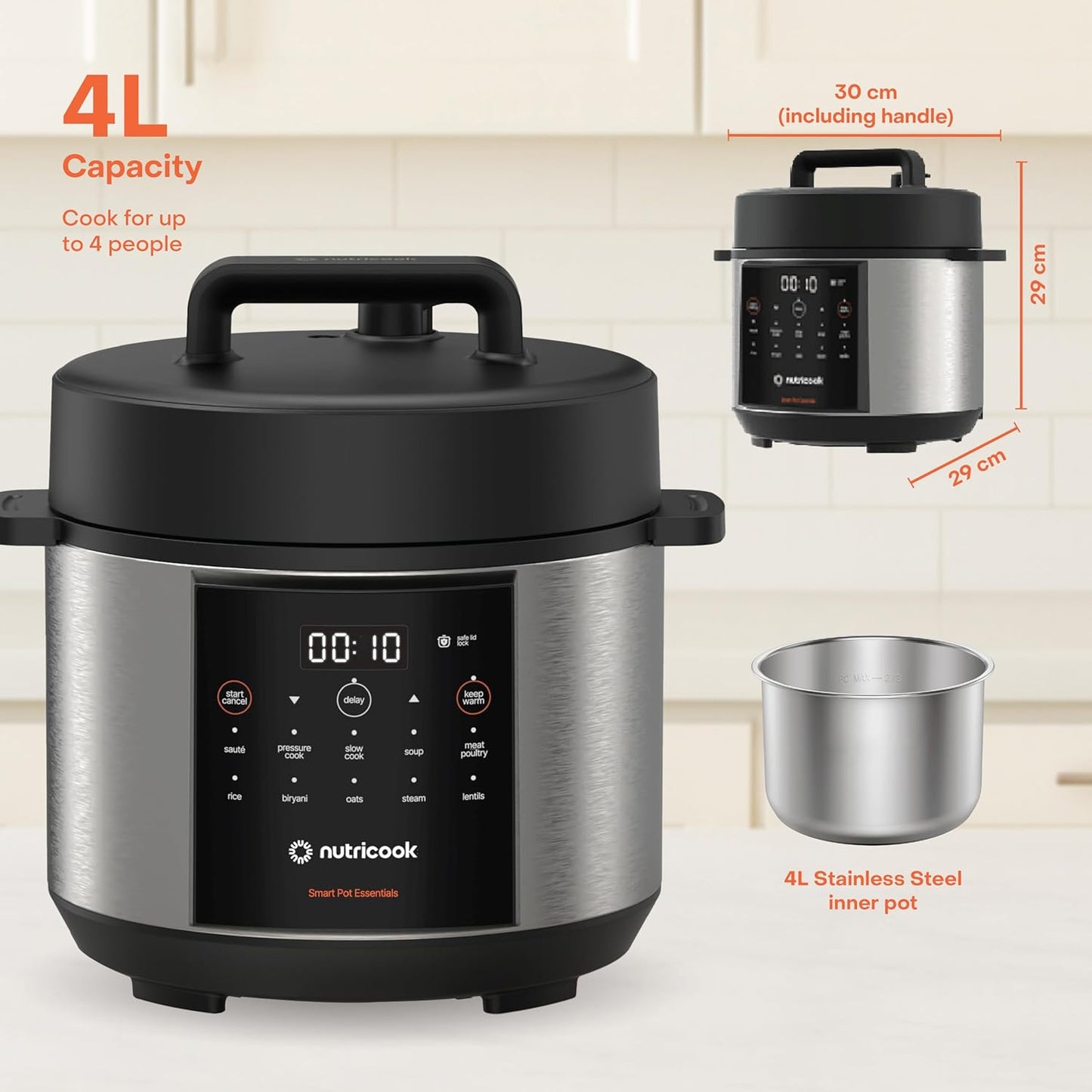 Nutricook - Smart Pot Essential 4L - Multicooker - NC-SP150 - Family Meals - Grey - 2 Years Warranty