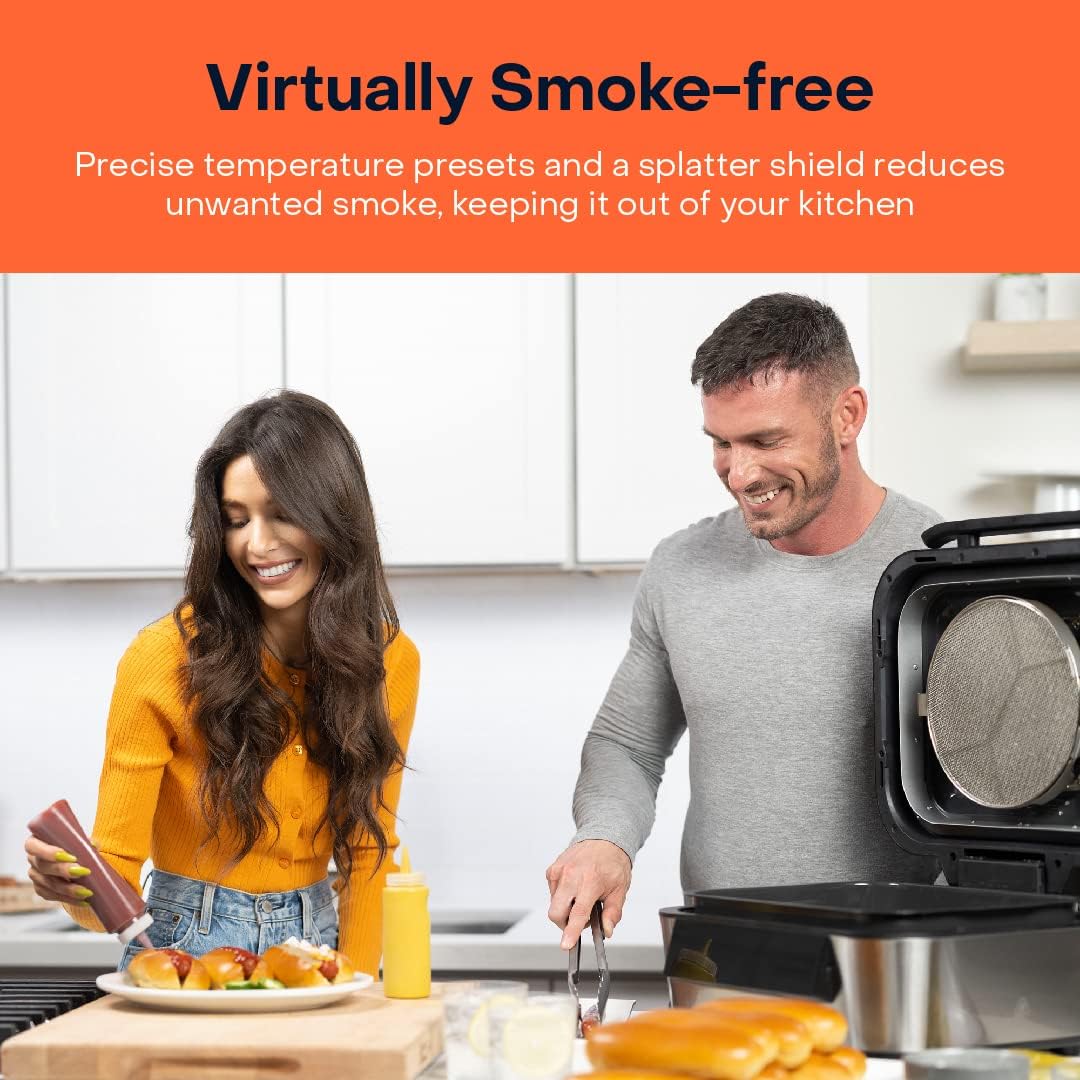 Nutricook - Smart Indoor Grill & Air Fryer XL - NC-AFG960 - Grilling & Air Frying - Black & Aluminium - 2 Years Warranty