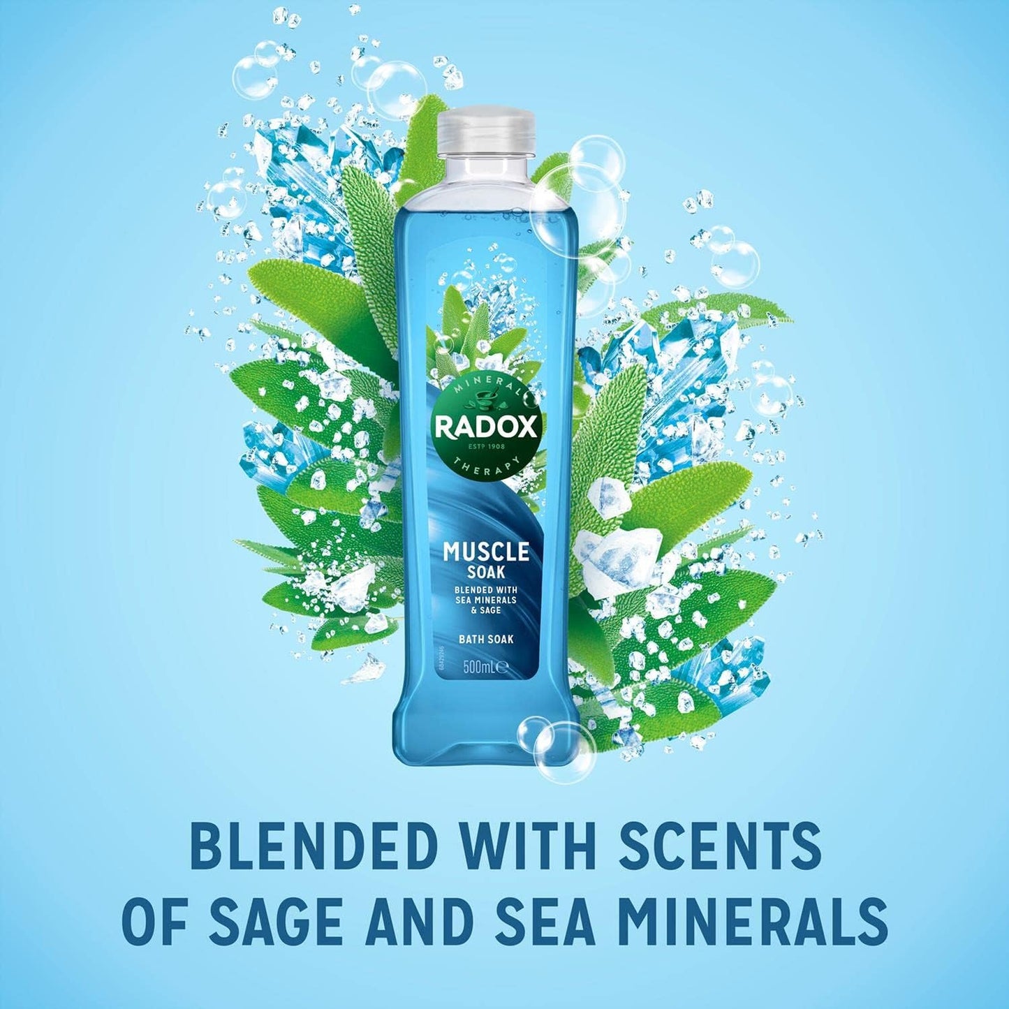 Radox - Muscle Soak - Bath Soak (500 ml) - Sea Minerals, Sage, minerals