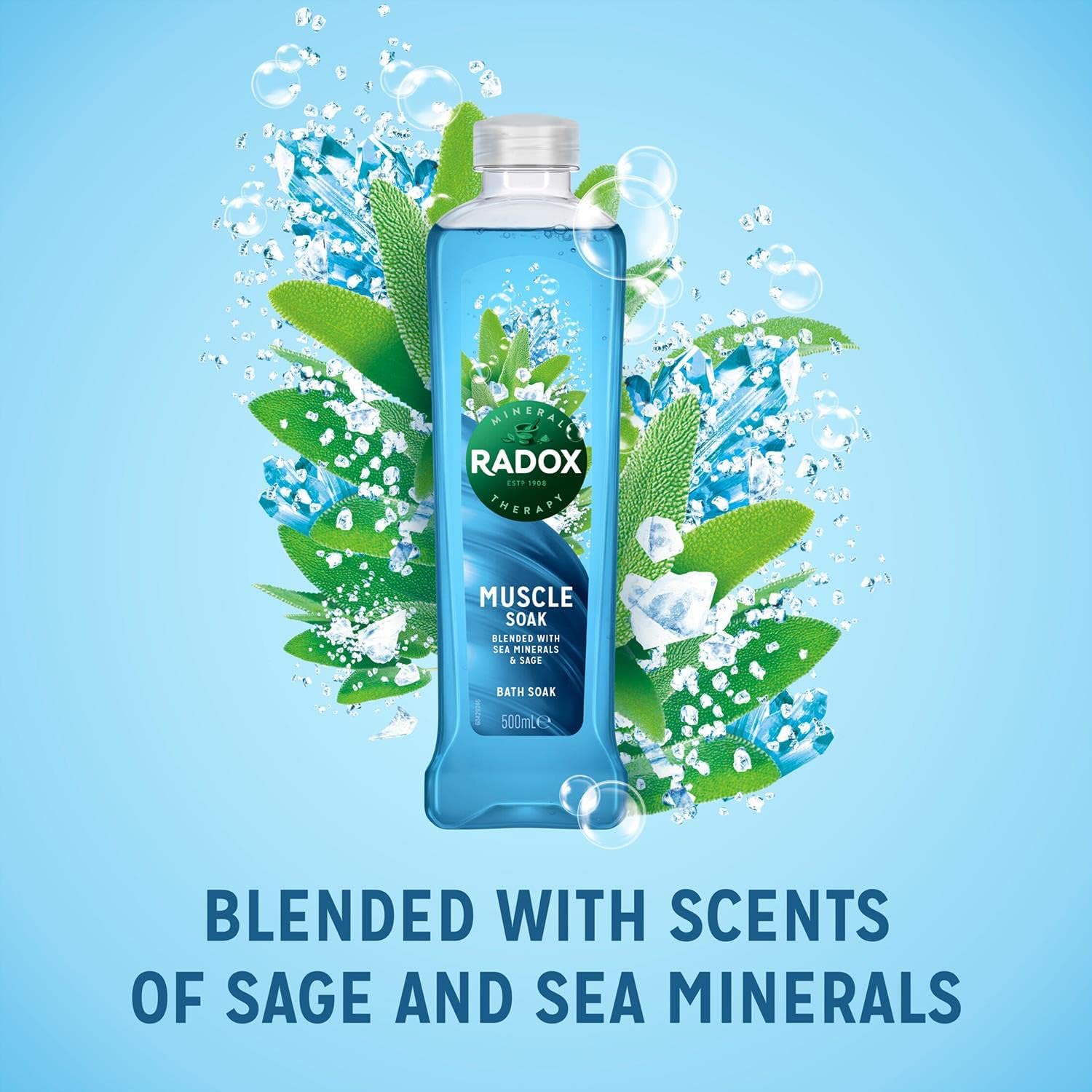 Radox - Muscle Soak - Bath Soak (500 ml) - Sea Minerals, Sage, minerals