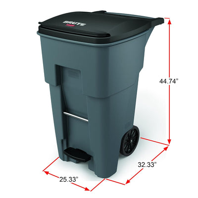 Rubbermaid - Commercial Products - Rollout Garbage Can (with Wheels) 240 L (65 Gallon) - Blue / Grey (1971968)