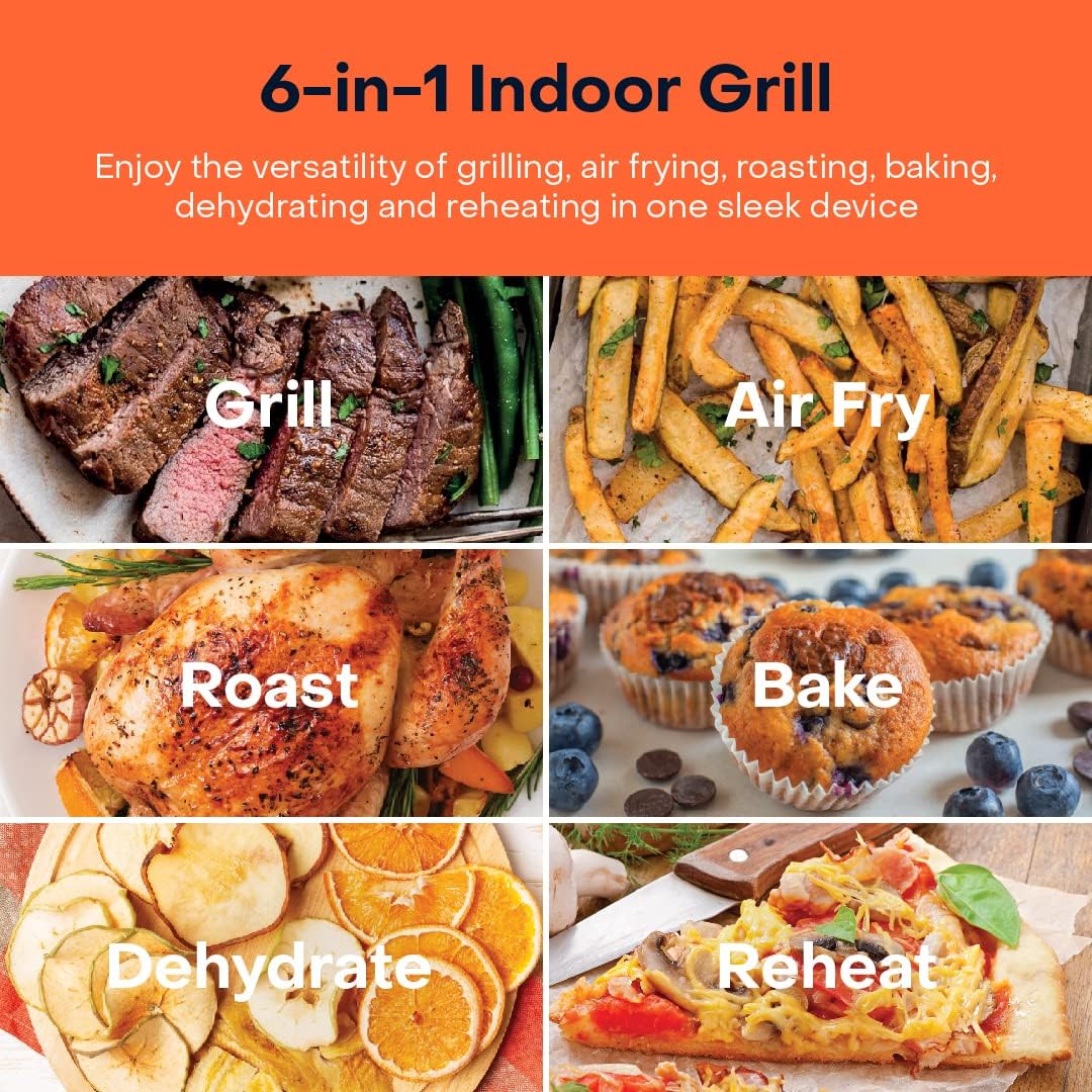 Nutricook - Smart Indoor Grill & Air Fryer XL - NC-AFG960 - Grilling & Air Frying - Black & Aluminium - 2 Years Warranty