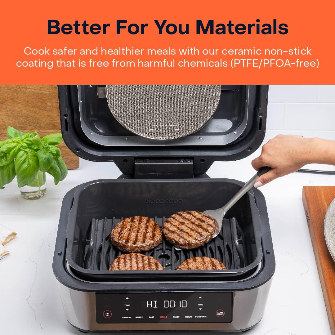 Nutricook - Smart Indoor Grill & Air Fryer XL - NC-AFG960 - Grilling & Air Frying - Black & Aluminium - 2 Years Warranty
