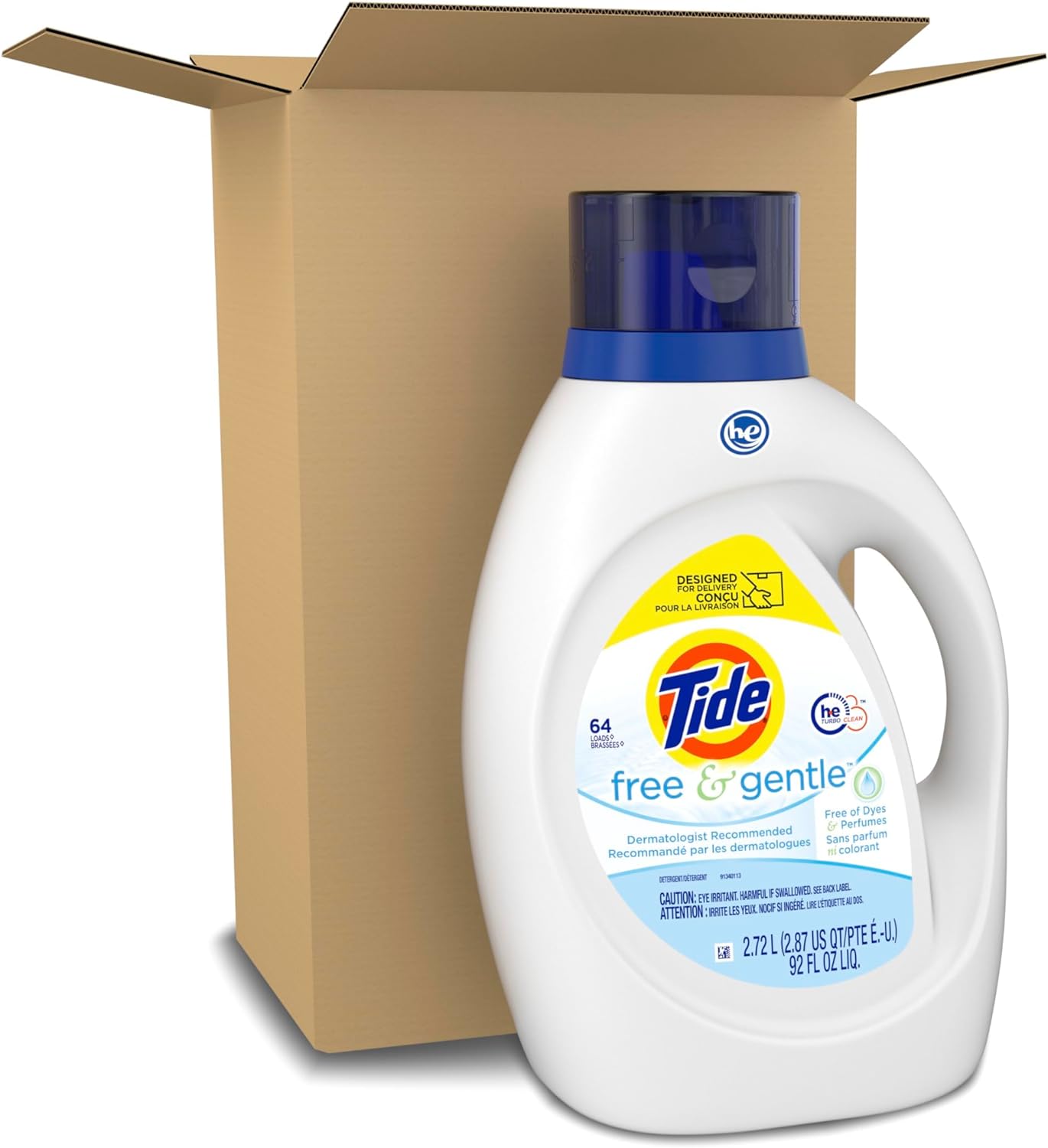 Tide - Liquid Laundry Detergent Soap - Free & Gentle Unscented 64Loads 92Oz