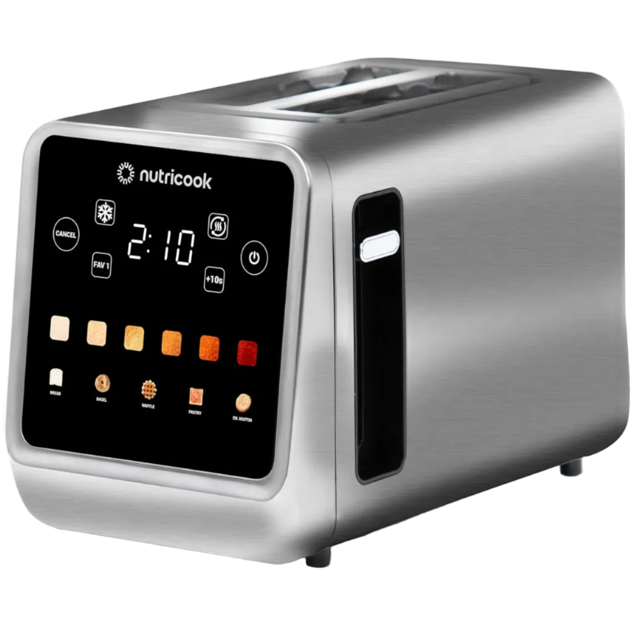 Nutricook toaster with digital display on a white background
