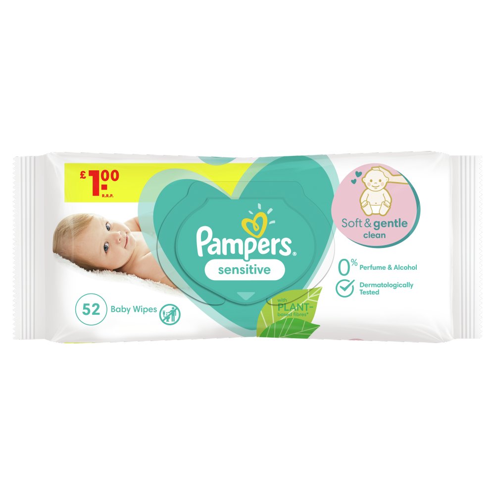 Pampers - Sensitive Baby Wipes x52 - 0% Alcohol & Perfume