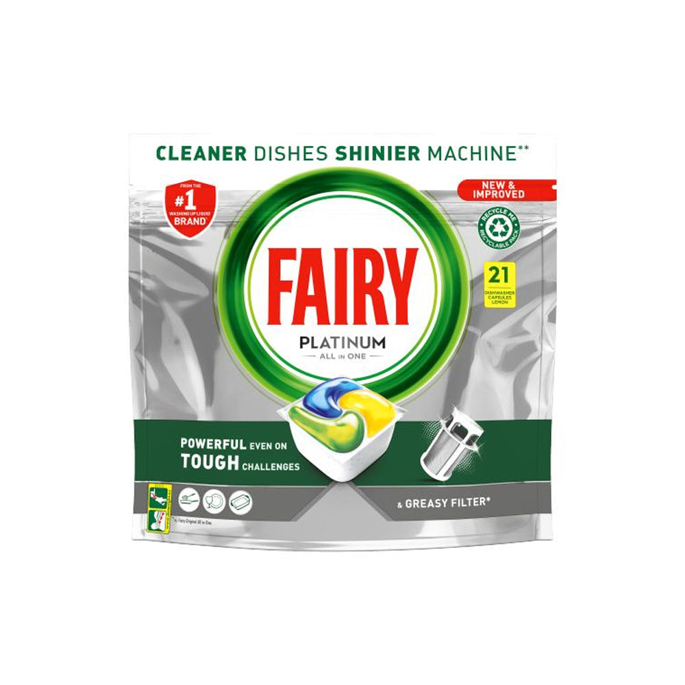 Fairy - Platinum - All in One Dishwasher Capsules - Lemon - 21s