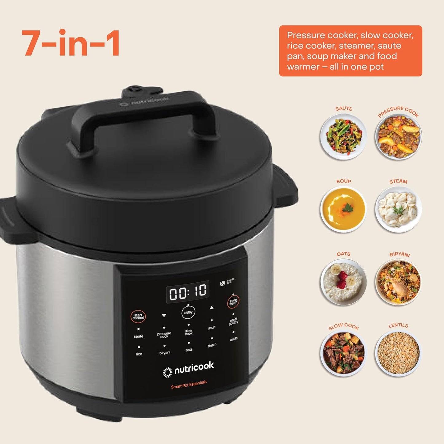 Nutricook - Smart Pot Essential 4L - Multicooker - NC-SP150 - Family Meals - Grey - 2 Years Warranty
