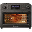 Nutricook oven with a roasted chicken inside, showing digital display and control panel.