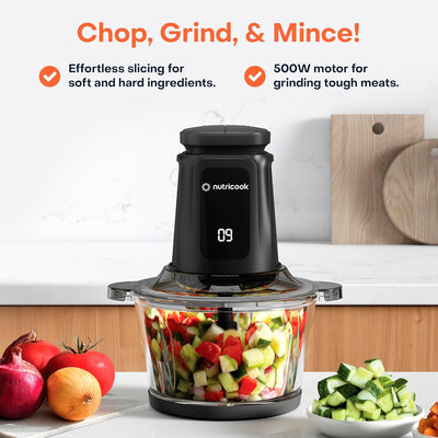 Nutricook - Choppi XXL - Chopper - Shredder - NC-CH2000 - Professional Prep - Black - 2 Years Warranty - 2 Bowls (SS+Glass)