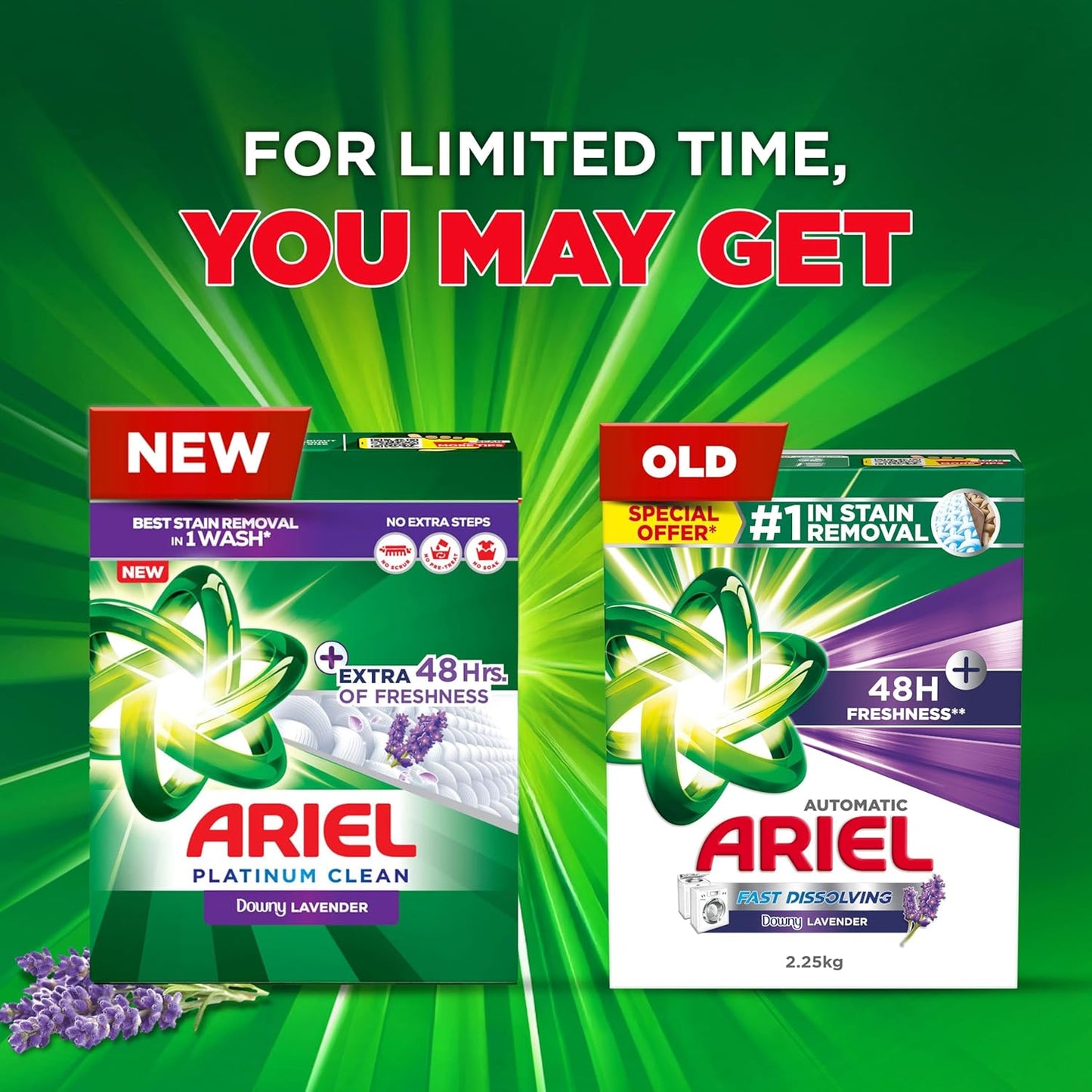 Ariel - Detergent Powder - Automatic - Downy Lavender - Platinum Clean - 2.25Kg