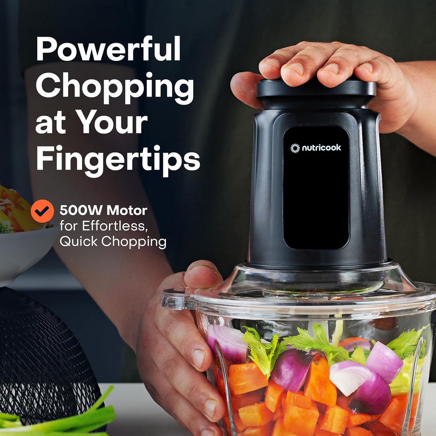 Nutricook - Choppi XXL - Chopper - Shredder - NC-CH2000 - Professional Prep - Black - 2 Years Warranty - 2 Bowls (SS+Glass)