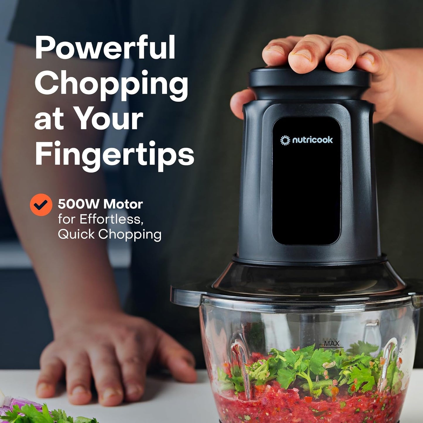 Nutricook - Choppi XL - Chopper - NC-CH1200 - Meal Prep - Black - 2 Years Warranty - 1 Glass Bowl