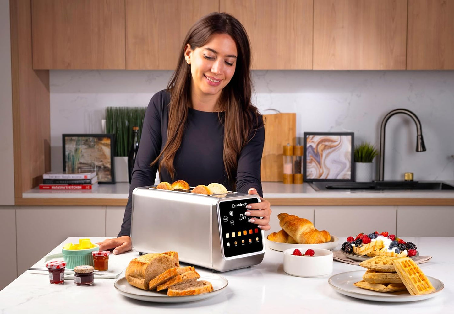 Nutricook - Toasti - Smart Toaster With Touch Screen - Essential - NC-TS401 - Family Breakfast - Aluminium Silver - 2 Years Warranty - 4 Slice Digital Toastie