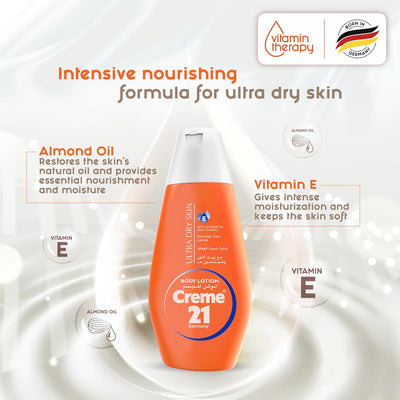 Creme 21 - Body Lotion - Ultra Dry Skin - 250ML - With Almond Oil & Vitamin E