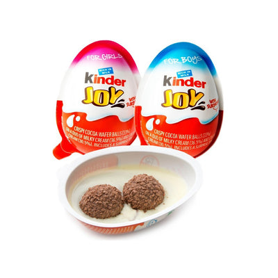 Kinder Joy - Sweet Cream Topped With Cocoa Wafer Bites + Surprise Toy - 20 g (Note: Packaging / Toys Will Differ From Image) - 24 pack
