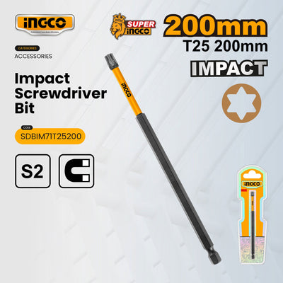 INGCO -  Impact screwdriver bit T25 200MM SDBIM71T25200