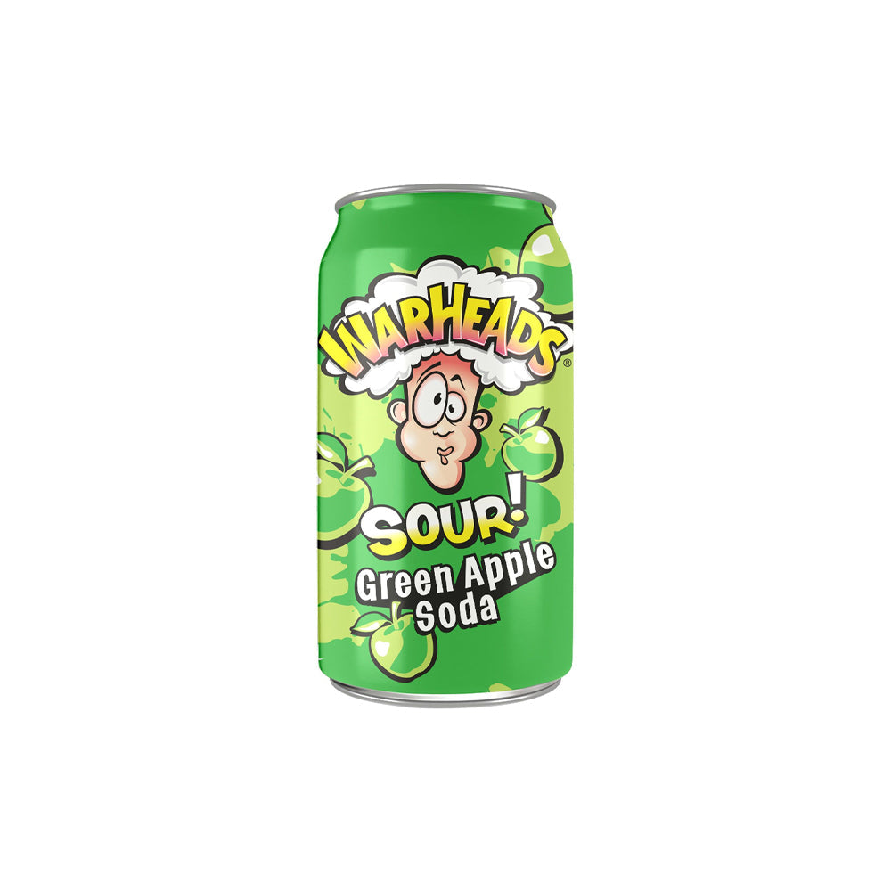 WARHEADS - SOUR Green Apple Soda - 355ml - 12fl oz Can - Qtn / 12 Each