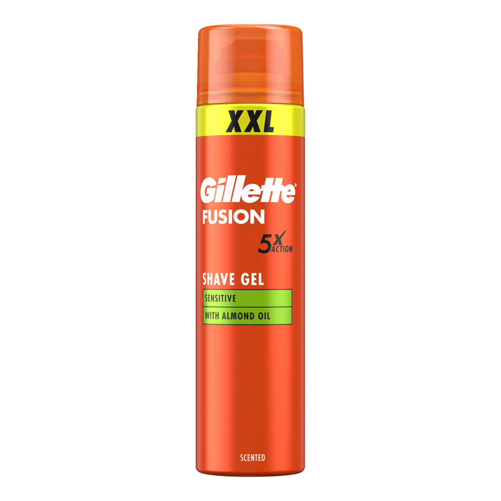 Gillette - FUSION XXL - SHAVE GEL - Sensitive - With Almond Oil 5X Action - (1X6) 240 ml