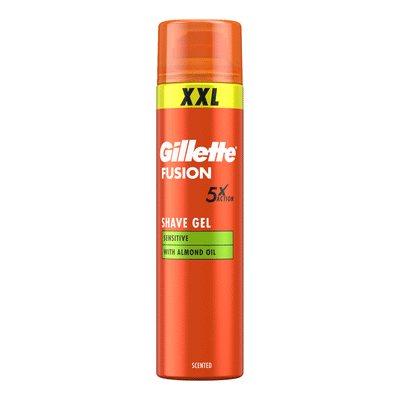 Gillette - FUSION XXL - SHAVE GEL - Sensitive - With Almond Oil 5X Action - (1X6) 240 ml