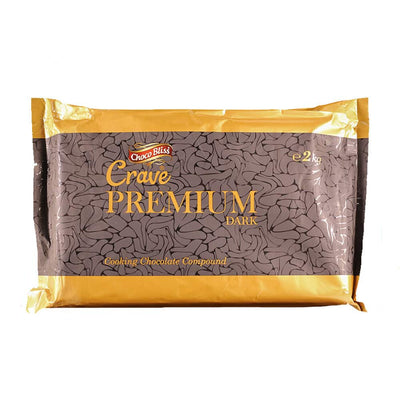 Packaging of Choco Bliss Crave Premium Dark cooking chocolate compound with visible brand logos.
