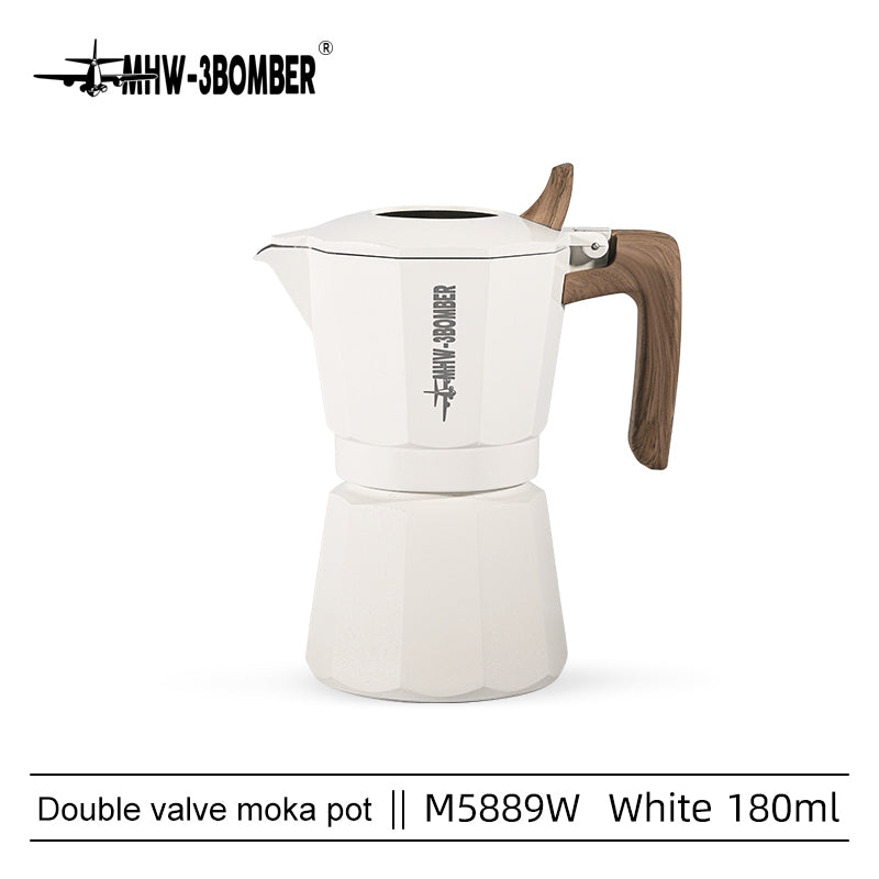 Coffee Cartel - MHW3 Bomber - Double Valve Moka Pot-180ml - White, Aluminum - M5889W