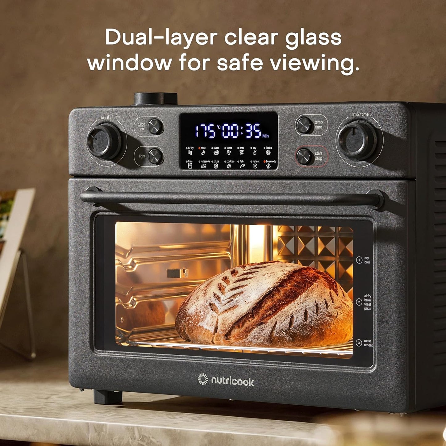 Nutricook - 30L 12 in 1 - Air Fryer Toaster Oven - NC-AFTO330K - Compact Baking - Black Matt - 2 Years Warranty