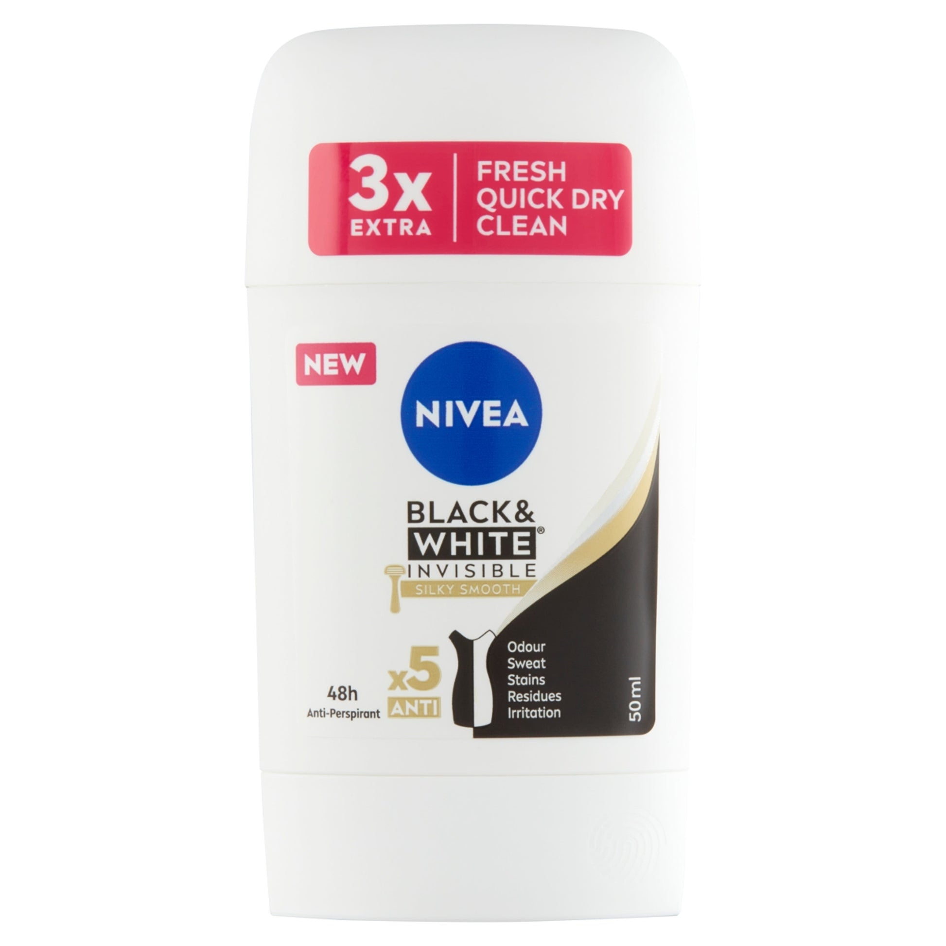 Nivea Women - Black & White - Invisible Silky Smooth - Anti-Perspirant - Deo Stick - 50 ml / 1.7 oz | Jodiabaazar.com