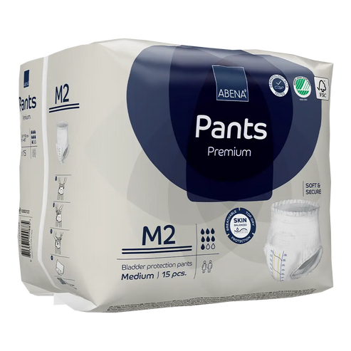 Abena - Premium Pull-Up - Incontinence Pants - Medium (M2) - 80-110cm Waist - 1900ml Absorbency - 15PK - Eco-Labelled Incontinence Pants for Men & Women -Discreet, Protective, Breathable, Comfortable