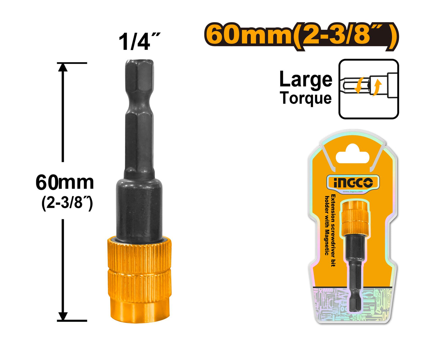 INGCO -  Screwdriver bit holder with release  ABH40606