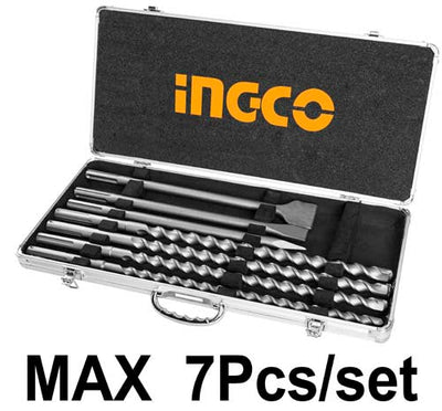 INGCO -  7 Pcs SDS max hammer drill bit and chisel set  AKD5075